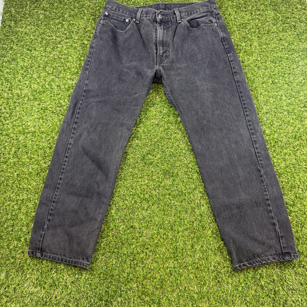 Levis 505 Regular Fit Straight Leg Jeans Faded Black Men 36x30 Denim